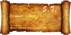 Simmer Tibor névjegykártya